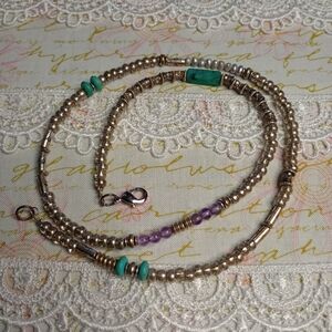 Silver and Turquoise Beaded Necklace